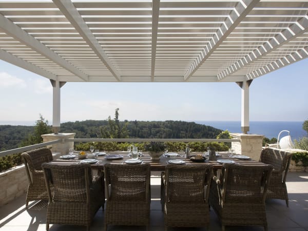 The shady al fresco dining area with its beguiling views.